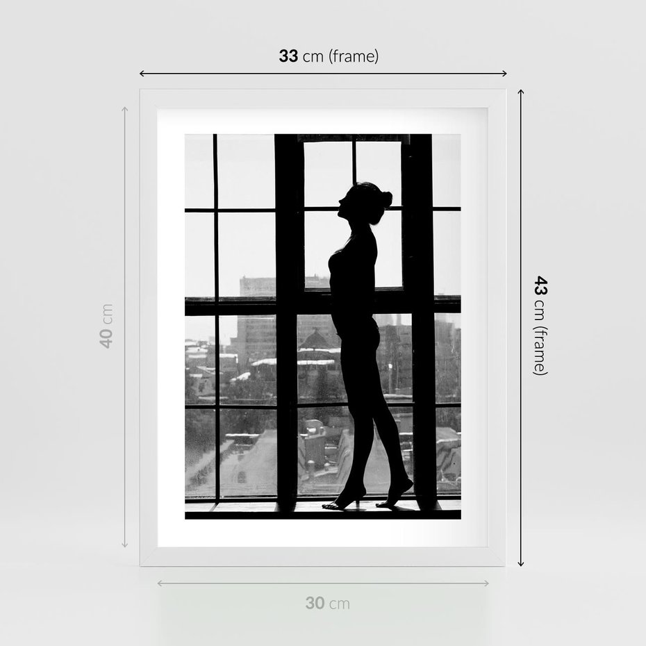 Plakat w ramie 30x40 - Piękno Kobiecej Formy - retro zdjęcie, czarno białe - rama biała