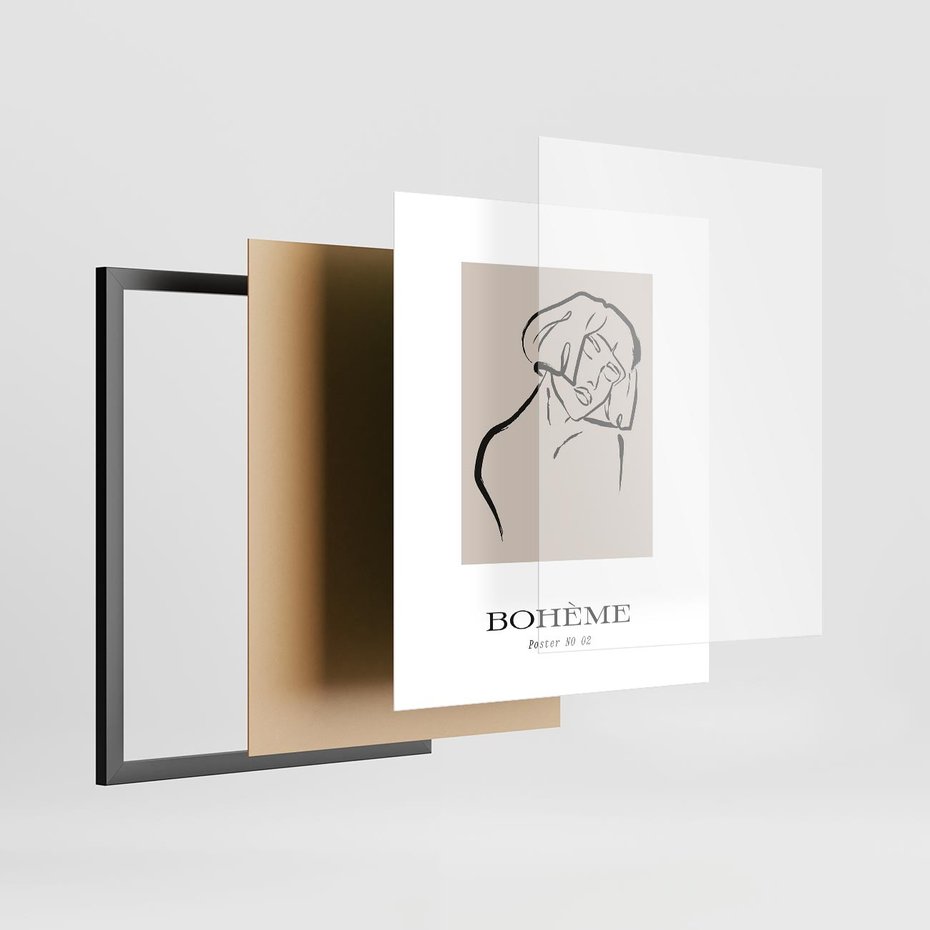 Plakat w ramie 40x50 - Echa Nieznanych Konturów - boho plakat, typografia - rama czarna