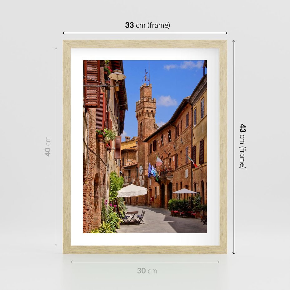 Plakat w ramie 30x40 - Urok włoskich uliczek - włoskie, uliczki - rama drewno
