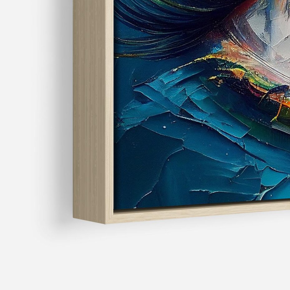 Obraz w ramie 100x70 - Mistyka Tęczowego Oka - oko, obraz olejny - rama drewno