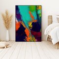 Obraz w ramie 70x100 - Abstrakcyjne wizje czasu - żywe radosne kolory, plamy kolory - rama czarna