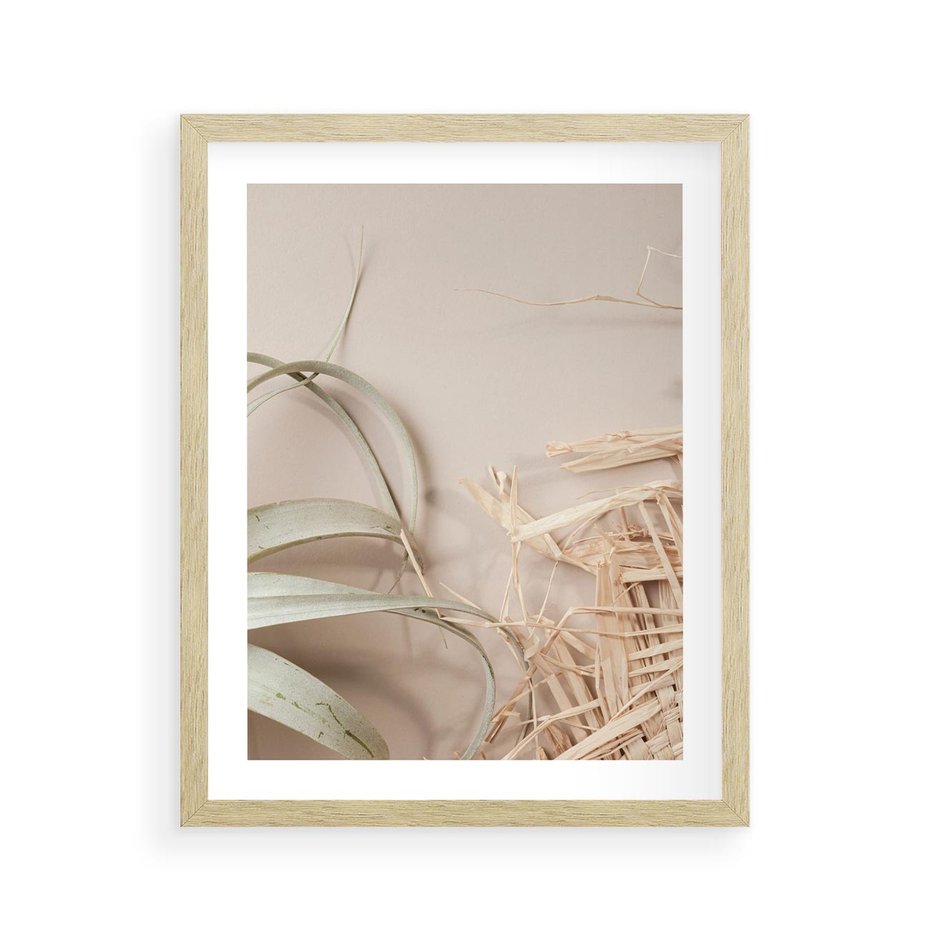 Plakat w ramie 40x50 - Boho urok suchych liści - suche, liście - rama drewno