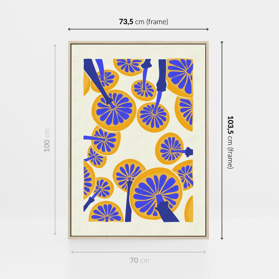 Obraz w ramie 70x100 - Malowane w słońcu - abstrakcyjna kompozycja, grzyby - rama drewno