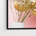 Obraz w ramie 50x50 - Blask Natury - złote, liście - rama czarna