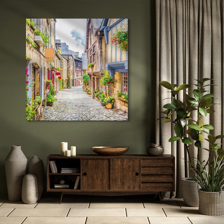 Obraz na płótnie 40x40 - Uliczka w mieście: włoska atmosfera - uliczka, miasto