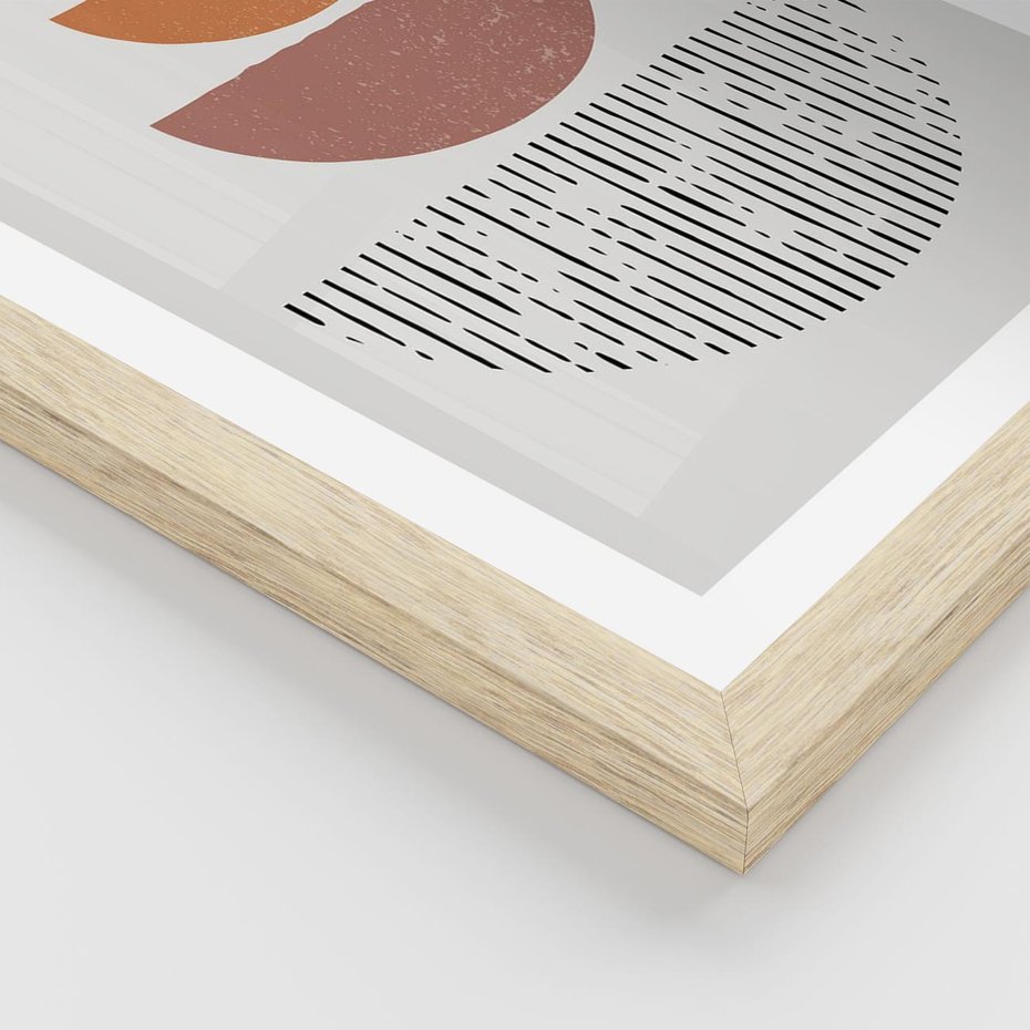 Plakat w ramie 40x50 - Półkola i Boho Akcent - geometria, półkola - rama drewno