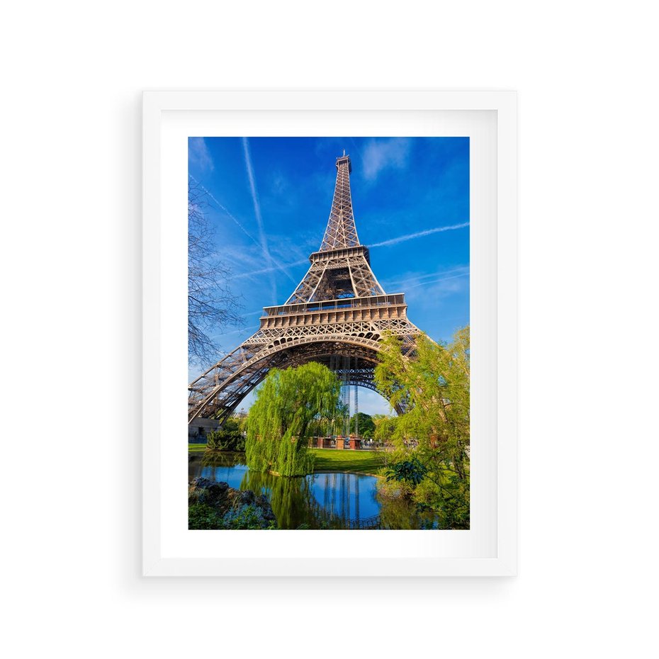 Plakat w ramie 30x40 - Wieża Eiffla w Paryżu - Eiffla, Paryż - rama biała