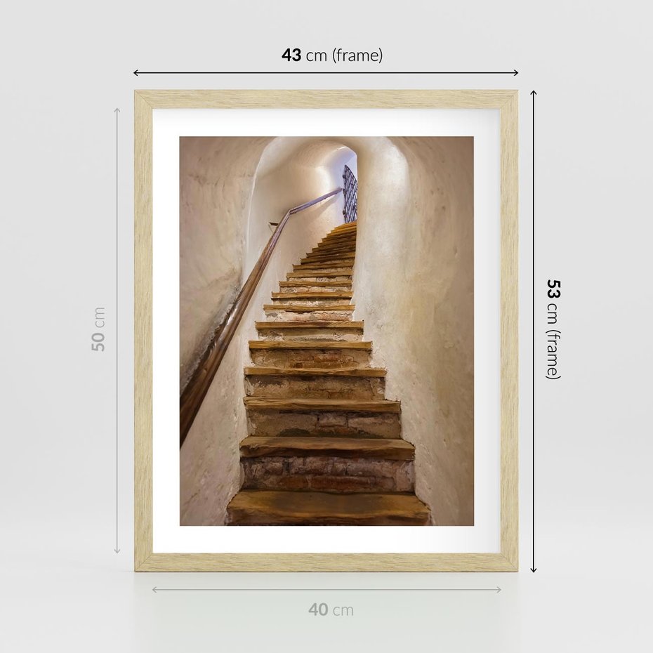 Plakat w ramie 40x50 - Schody Wymiarów - schody, tunel - rama drewno