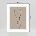 Plakat bez ramy 40x50 - Intrygujące Szkice - mnimalistyczny akt kobiecy, beżowa tonacja