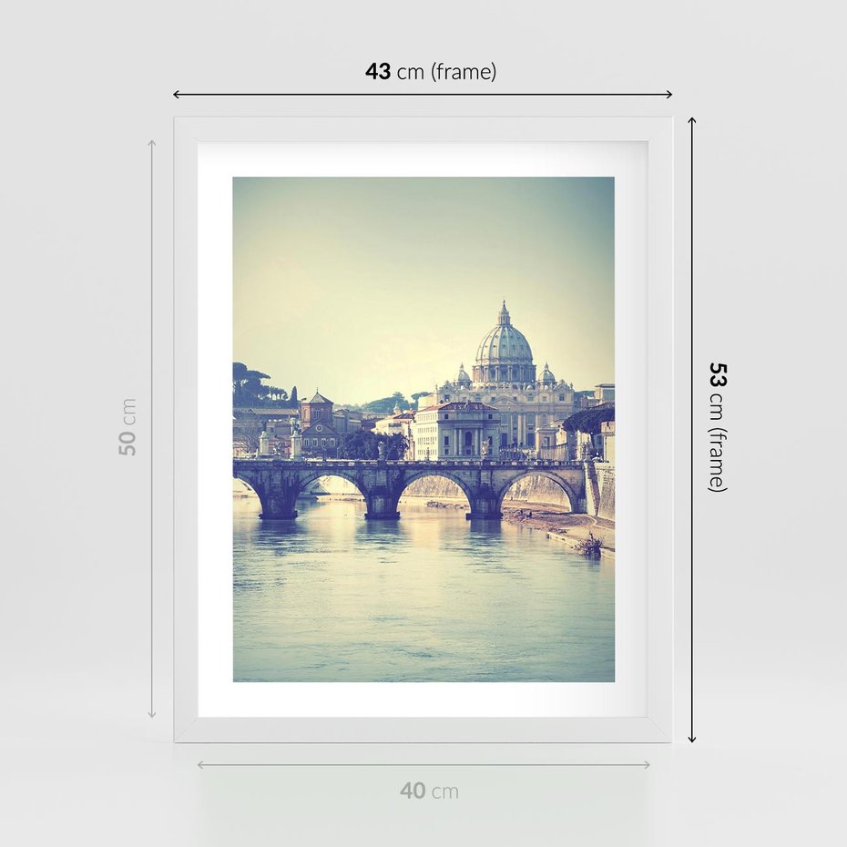 Plakat w ramie 40x50 - Urok włoskiego miasta - Włochy, miasto - rama biała