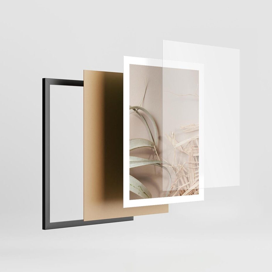 Plakat w ramie 50x70 - Boho urok suchych liści - suche, liście - rama czarna