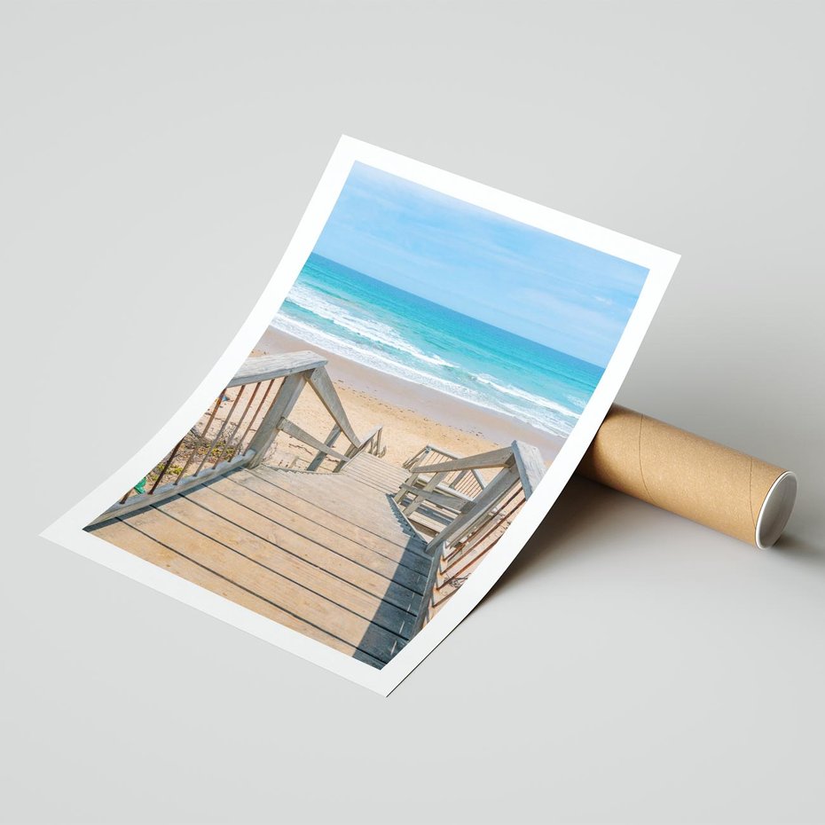 Plakat bez ramy 30x40 - Pomost ku Morzu - pomost na plaży, morze