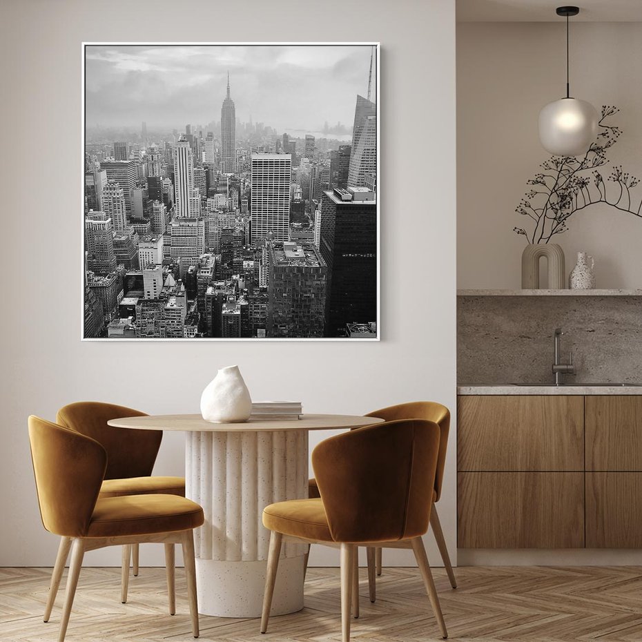 Obraz w ramie 50x50 - Majestatyczne Wysokości - Nowy Jork, wieżowce - rama biała