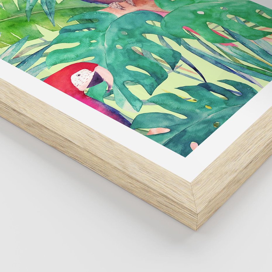Plakat w ramie 40x50 - Egzotyczna Przygoda - tropikalne, liście - rama drewno