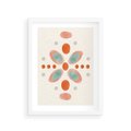 Plakat w ramie 30x40 - Symfonia Natury - abstrakcyjne plamy w odcieniach pomarańczowym, kropki plamki - rama biała