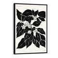 Obraz w ramie 50x70 - Ruchome szkicowe odbicia - czarno biała grafika, roślinność - rama czarna