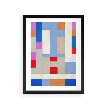 Plakat w ramie 50x70 - Bezczasowe Przenikanie Kształtów - abstrakcyjne geometryczne kształty, olejny obraz - rama czarna