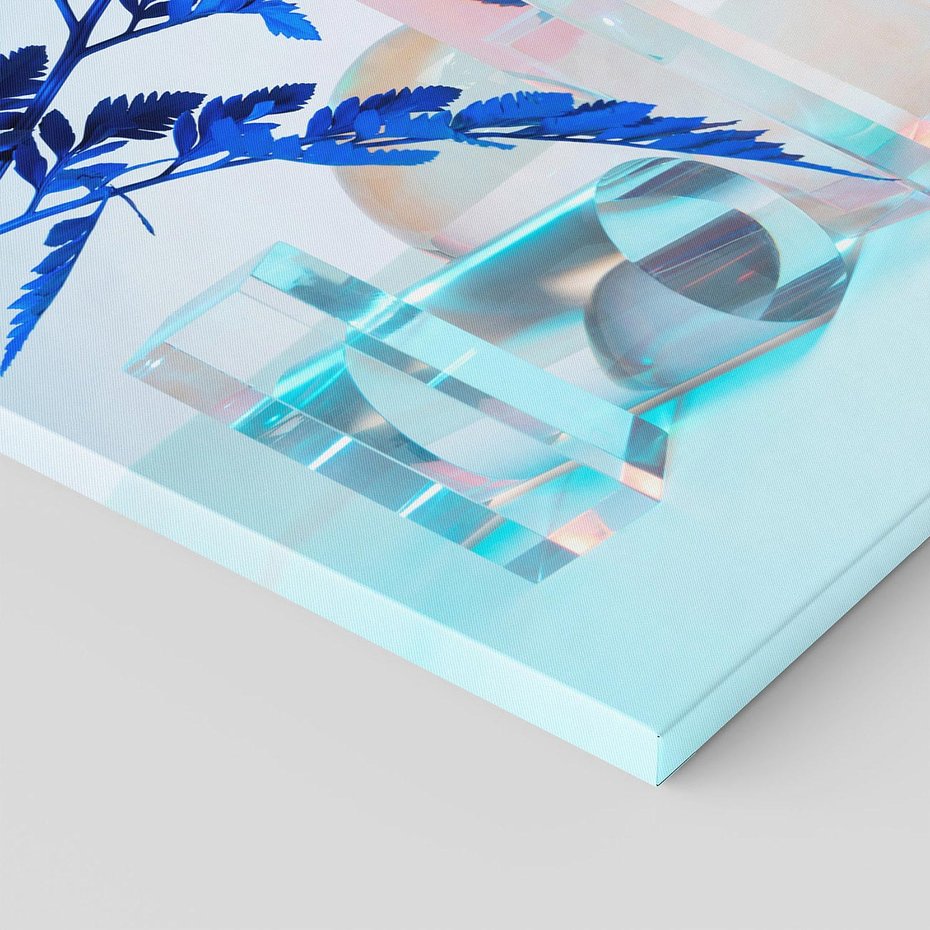 Obraz na płótnie 50x70 - Intensywny Kolor Natury - liście, kobalt