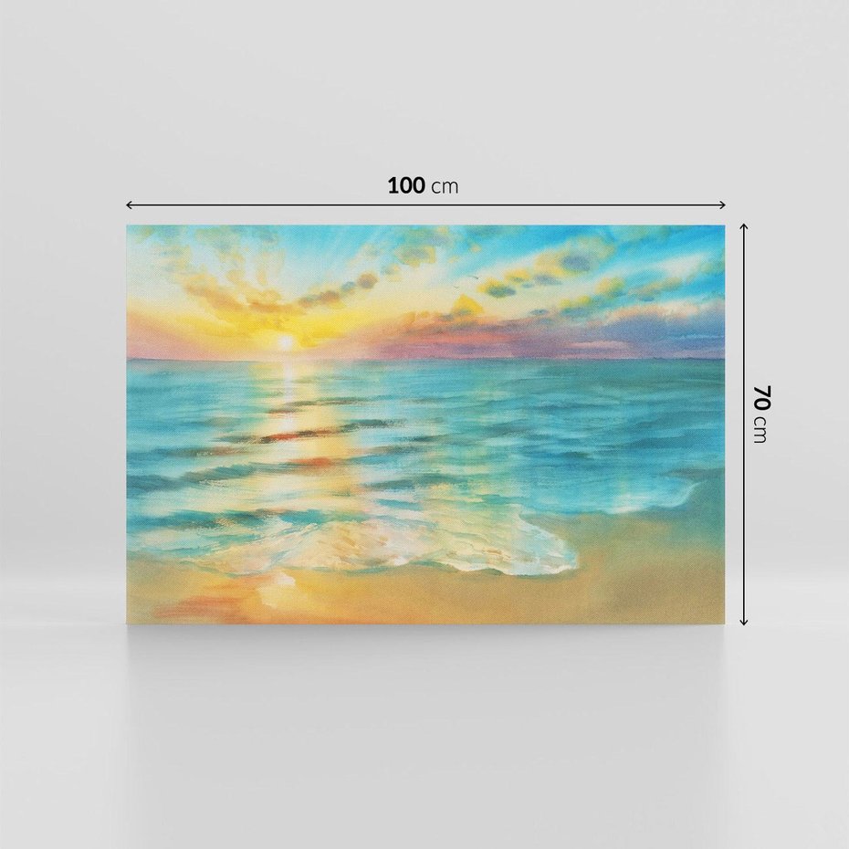 Obraz na płótnie 100x70 - Objawienie Fioletowego Świtu - fioletowy wschód słońca, słońce wschodzi nad morzem