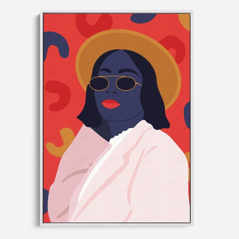 Obraz w ramie 70x100 - Kobieca Przenikliwość - nowoczesny plakat, styl retro - rama biała