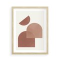 Plakat w ramie 50x70 - Harmonijne Widoki - abstrakcyjne geometryczne kształty, odcienie brązu i beżu - rama drewno