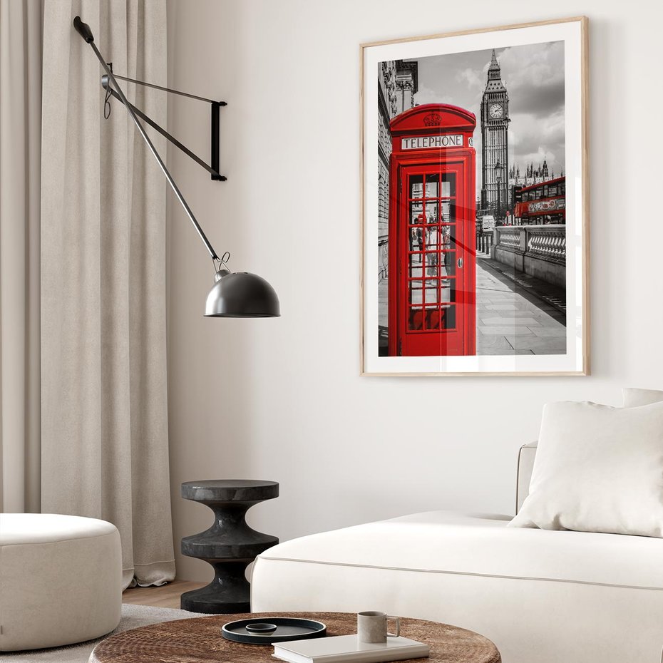 Plakat w ramie 30x40 - Budka w Londynie - Londyn, budka - rama drewno