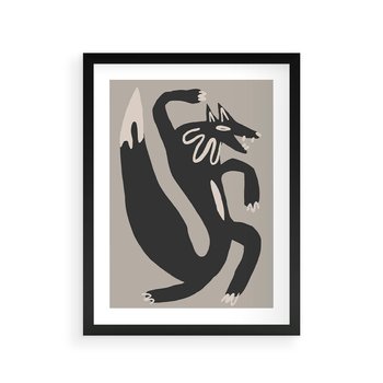 Plakat w ramie 30x40 - Strukturalne Odbicia Północy - skandynawska sztuka, lis - rama czarna