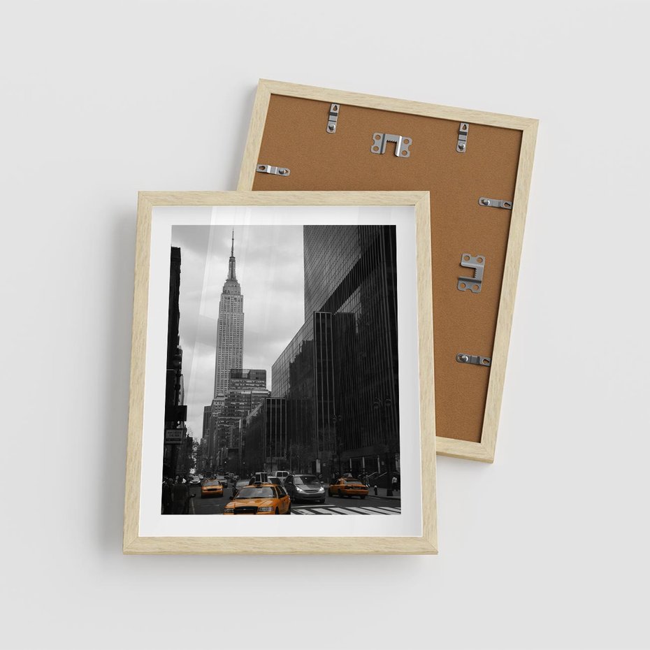 Plakat w ramie 40x50 - Nowy York, taksówka w ruchu - Nowy York, taksówka - rama drewno
