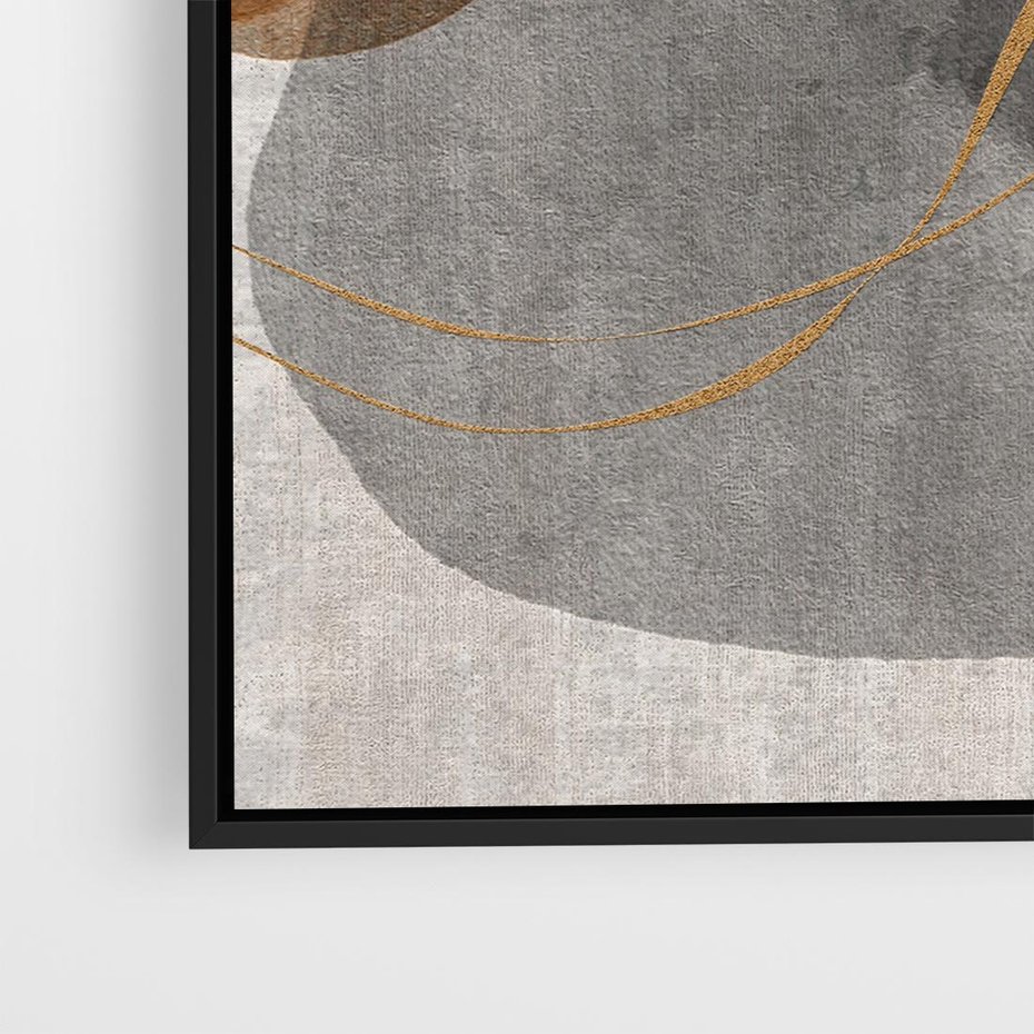 Obraz w ramie 50x50 - Delikatne Plamy - akwarelowe plamy, złote linie - rama czarna