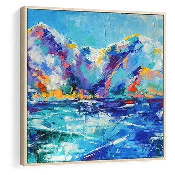 Obraz w ramie 80x80 - Mistyka Górskich Marzeń - abstrakcja, pejzaż gór - rama drewno