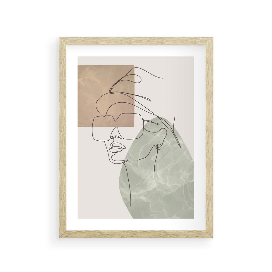 Plakat w ramie 30x40 - Geometria i Szkic - nowoczesny obraz, grafika - rama drewno