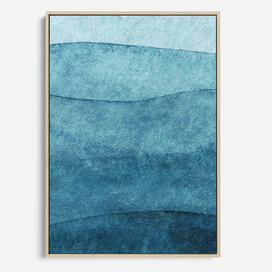 Obraz w ramie 50x70 - Kolorowe fale akwareli - akwarela, fale - rama drewno