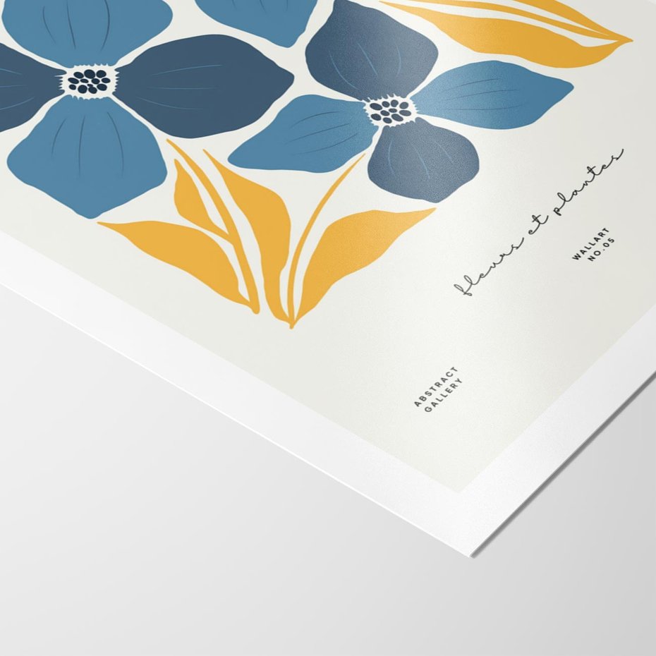 Plakat bez ramy 50x70 - Błękitne Nowości - niebieskie kwiaty, nowoczesna sztuka