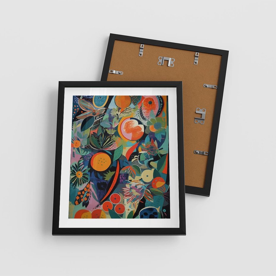 Plakat w ramie 40x50 - Echa Nietuzinkowych Wzorców - abstrakcyjny obraz olejny, jak picasso - rama czarna