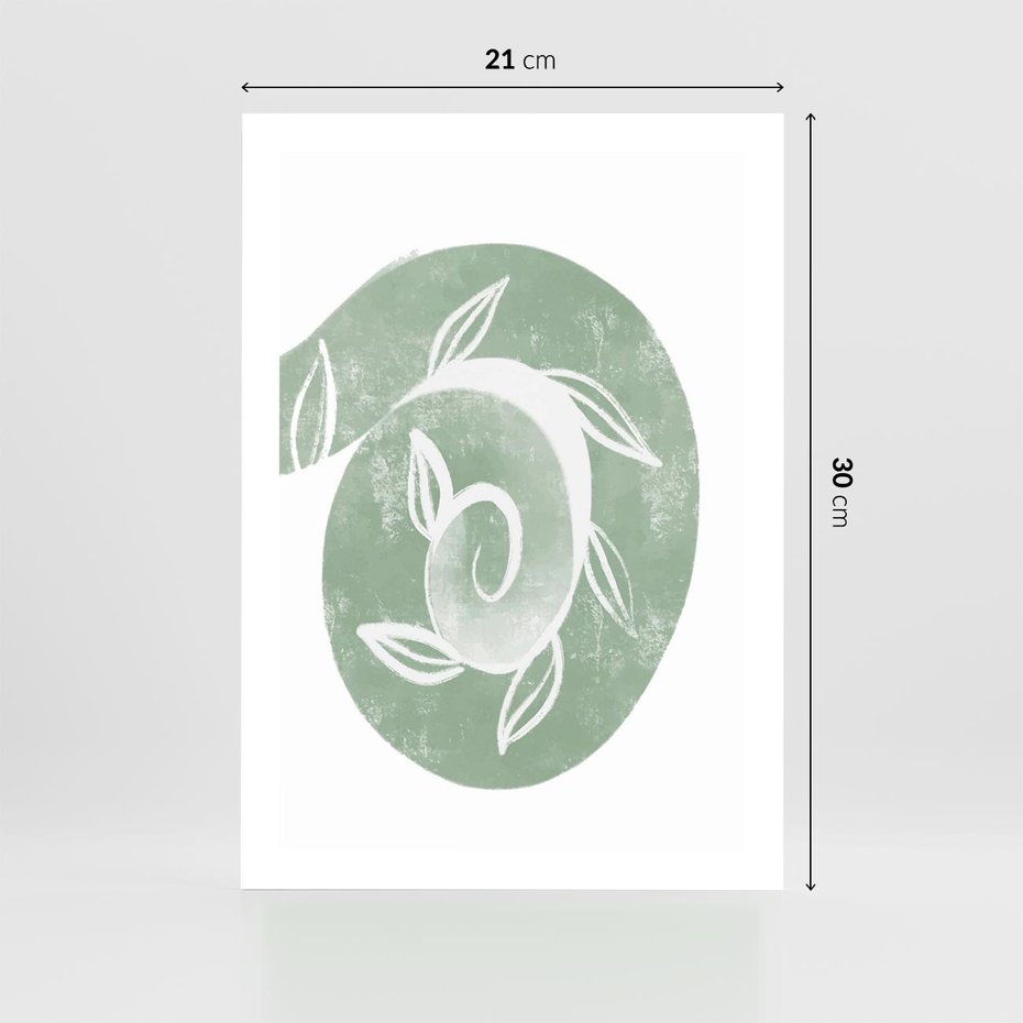 Plakat bez ramy 21x30 - Zielony Świat Odpoczynku - abstrakcyjny zielony motyw, skandynawski design