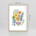 Plakat w ramie 50x70 - Migocące Widoki Kwiatów - akwarelowe polne kwiaty, minimalistyczny plakat - rama drewno