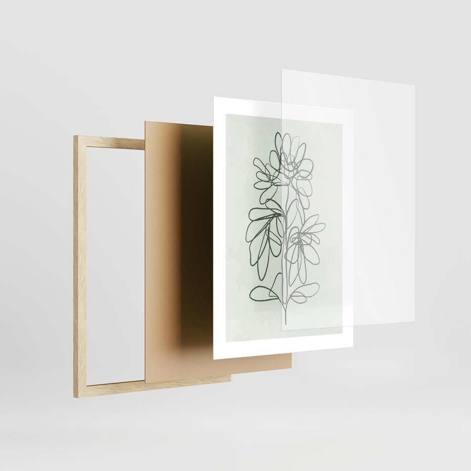 Plakat w ramie 30x40 - Spokojne Poddanie Naturze - zielony plakat, roślinne inspiracje - rama drewno