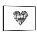 Obraz w ramie 70x50 - Drzewo Serca - czarne serce, tekstura jak kora drzewa - rama czarna