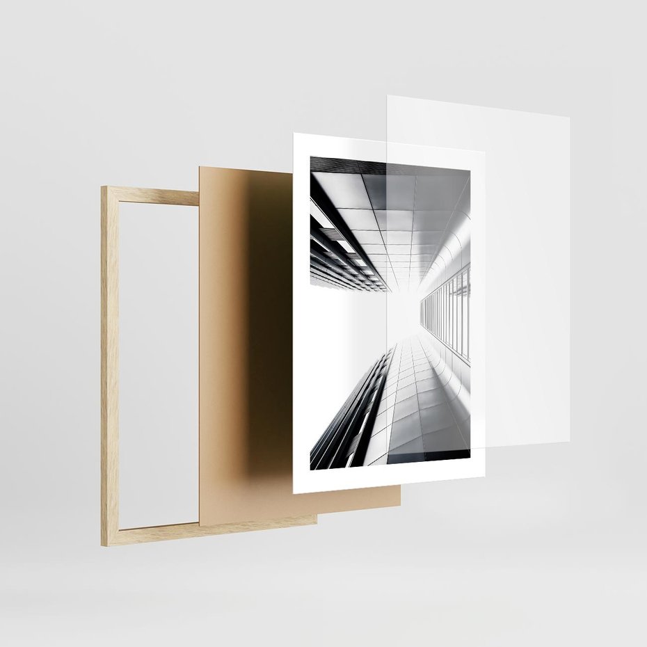 Plakat w ramie 30x40 - Architektura o Prostych Formach - architektura, proste formy - rama drewno