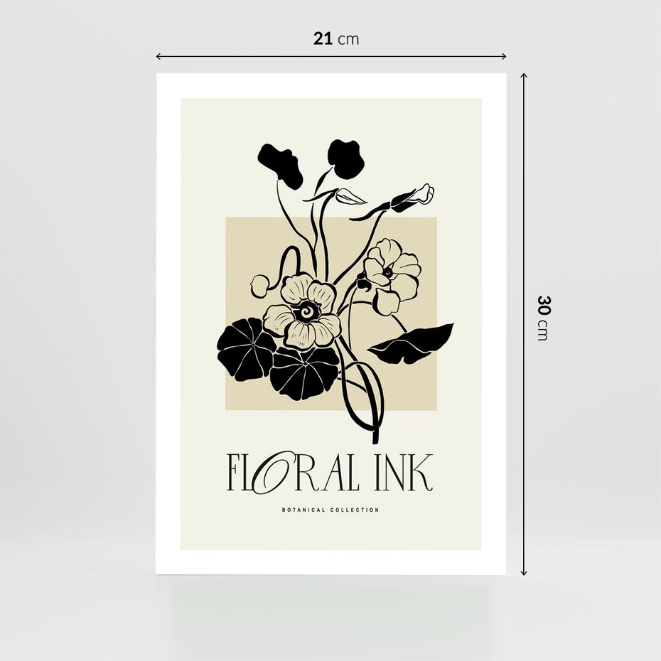 Plakat bez ramy 21x30 - Podróż linii kwiatowego czasu - kwiaty, typografia