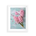 Plakat w ramie 30x40 - Hiacynty w Kwiatowej Kompozycji - hiacynty, kwiaty - rama biała