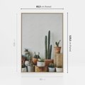 Obraz w ramie 80x120 - Naturalna Harmonia - kaktusy, liście - rama drewno