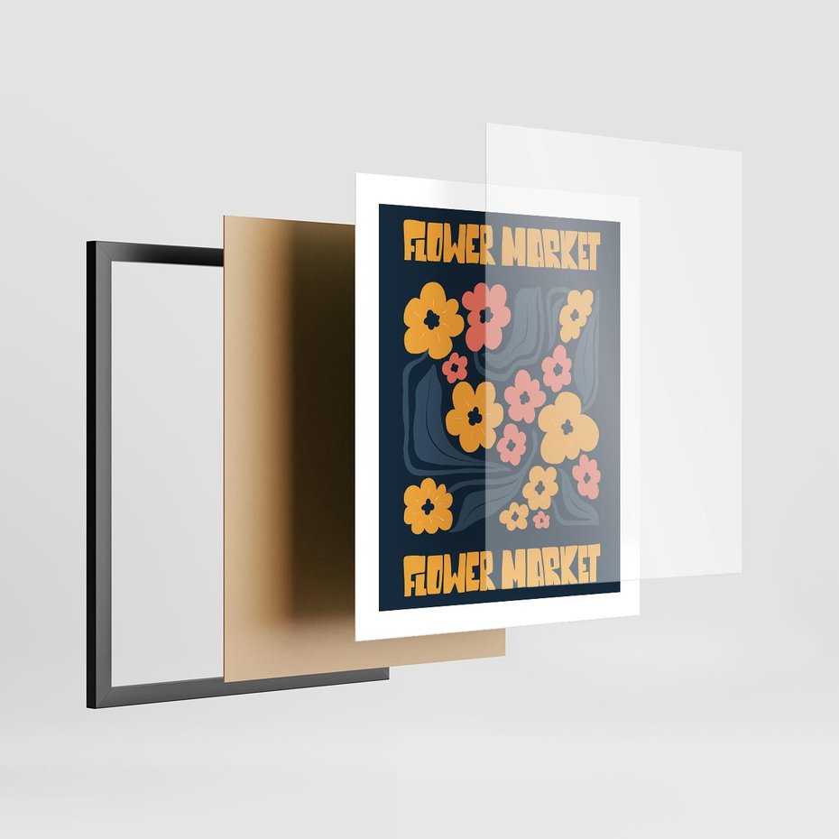 Plakat w ramie 40x50 - Impulsy Rozkwitu - plakat, granatowe tło - rama czarna