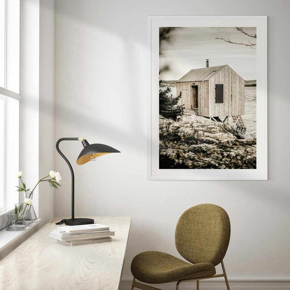 Plakat bez ramy 50x70 - Nostalgiczna Oaza - rustykalny domek, domek nad jeziorem