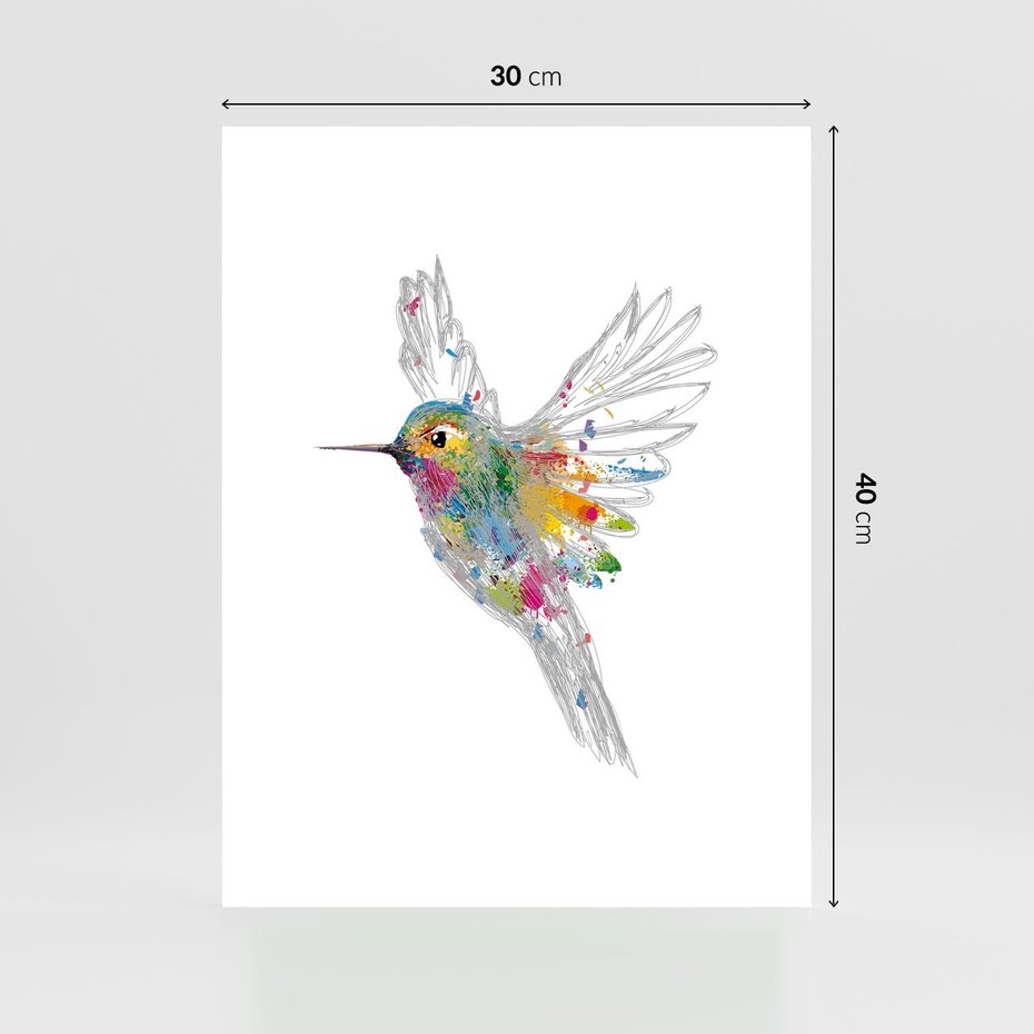 Plakat bez ramy 30x40 - Koliber w akwareli - akwarela, koliber