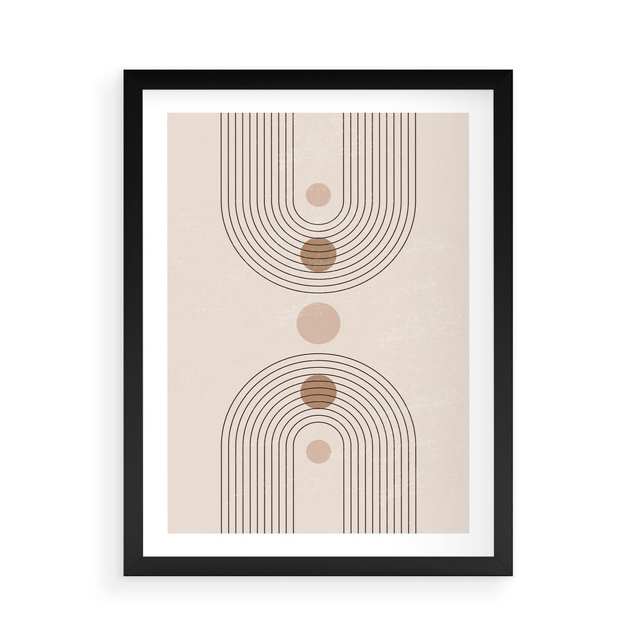 Plakat w ramie 50x70 - Zgeometryzowane Wizje - boho plakat, minimalizm - rama czarna