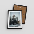 Plakat w ramie 30x40 - Chatka w Górach w Czasie Zimy - chatka w górach, zima - rama czarna