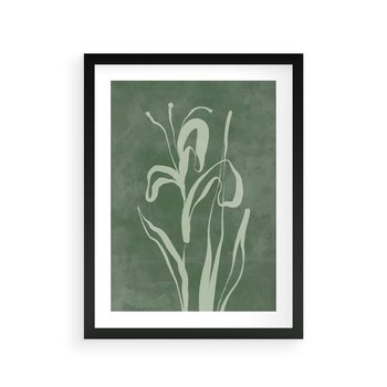 Plakat w ramie 50x70 - Zielony Oddech - zielona abstrakcja, zgaszona zieleń - rama czarna