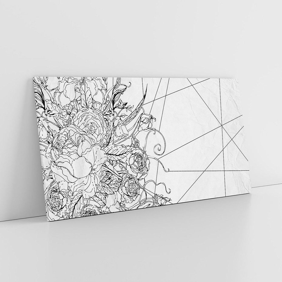 Obraz na płótnie 120x60 - Refleksje w martwym punkcie - graficzny szkic, kompozycja kwiatów