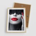 Plakat w ramie 50x70 - Piękno usta i szminka - usta, szminka - rama drewno